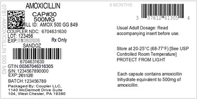 Label (0781 2613 05 Amoxicillin 500mg 67046 316 30)